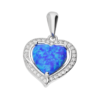 Serduszko srebrne z niebieskim opalem jubilerskim TB 21850 próba 925