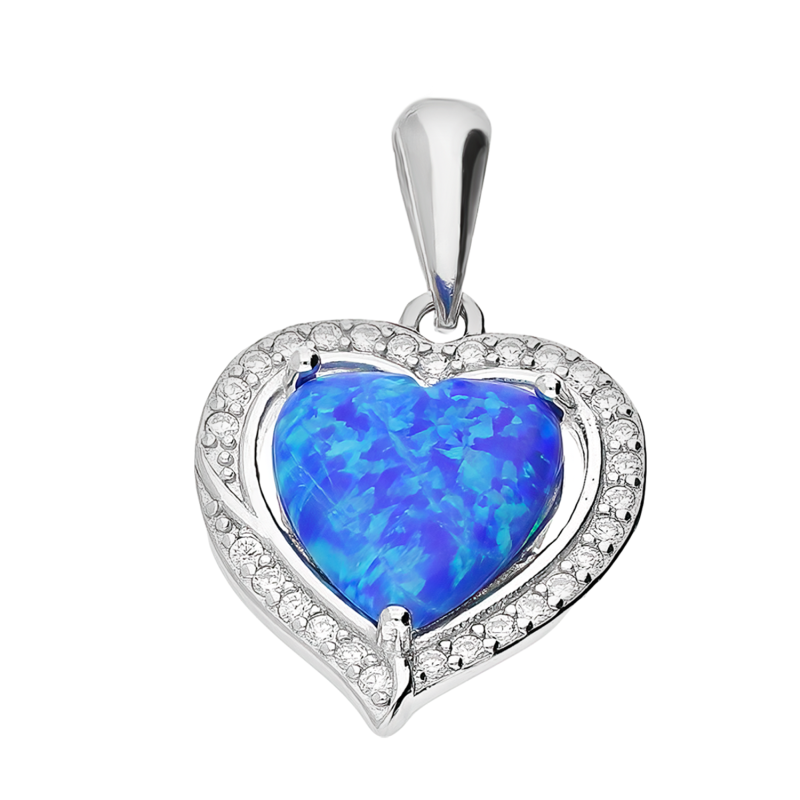 Serduszko srebrne z niebieskim opalem jubilerskim TB 21850 próba 925