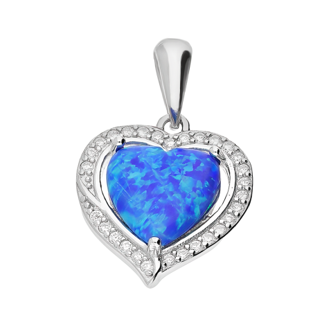 Serduszko srebrne z niebieskim opalem jubilerskim TB 21850 próba 925