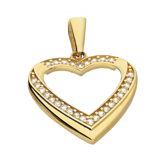 Złota zawieszka serce z cyrkoniami pr. 585 - JubilerSezam.pl