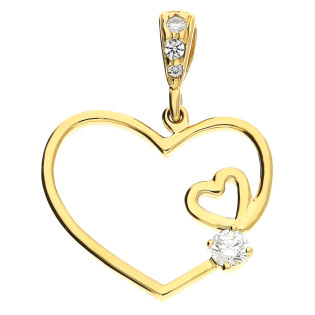 Serduszko złote z mniejszym sercem+cyrkonia OS 96-9306-PE próba 585