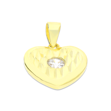 Serduszko pozłacane żłobiona blaszka z cyrkonią