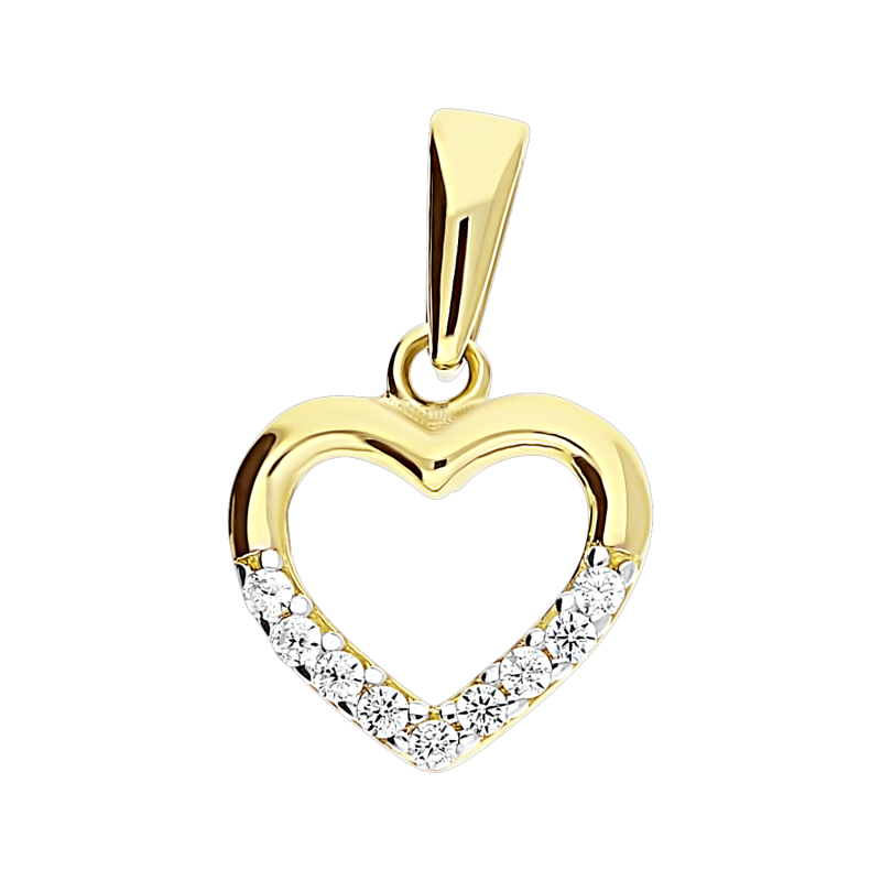 Złote serduszko z cyrkoniami pr. 585 - JubilerSezam.pl