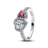 Pierścionek Pandora z sercami w lśniącej obwódce