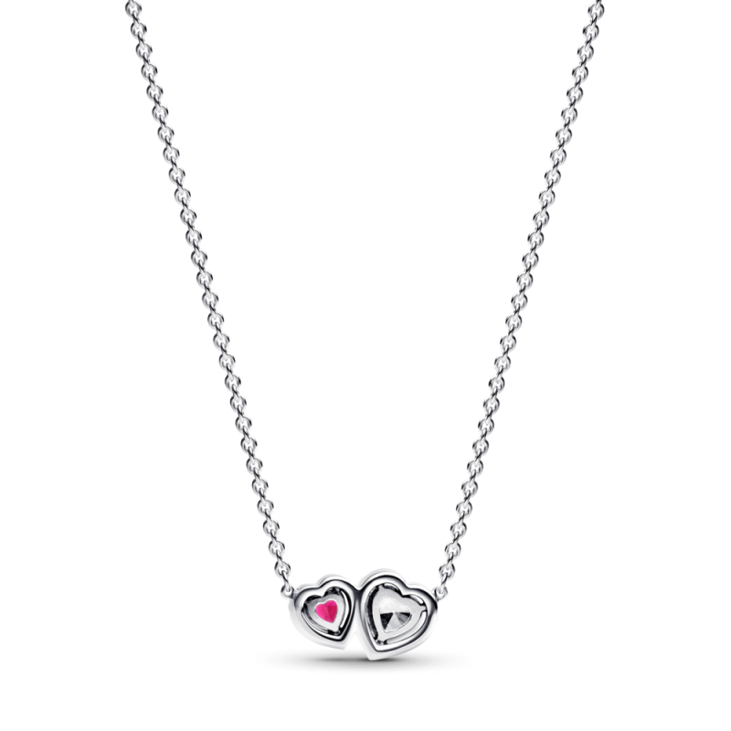Naszyjnik Pandora z zawieszką z sercami w lśniącej obwódce