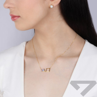 Kolczyki pozłacane kwadrat z masą perłową