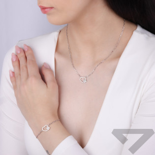 Bransoleta srebrna serce z koniczynką