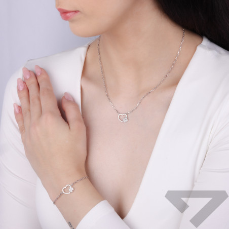 Bransoleta srebrna serce z koniczynką