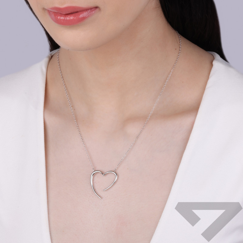 Naszyjnik srebrny serce ramka otwarte