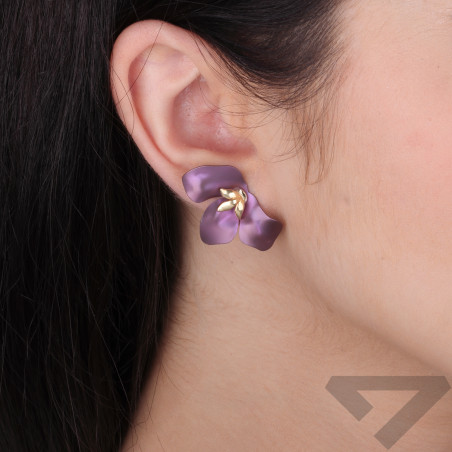 Kolczyki pozłacane różowy tytanowy kwiat