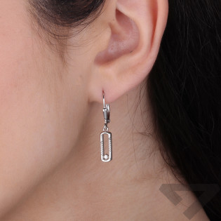 Kolczyki srebrne owalna ramka z cyrkonią