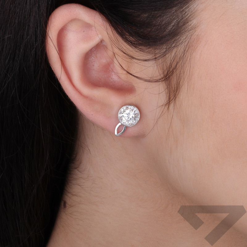 Kolczyki srebrne markiza koło z cyrkoniami