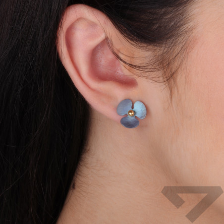 Kolczyki pozłacane bratek z tytanem