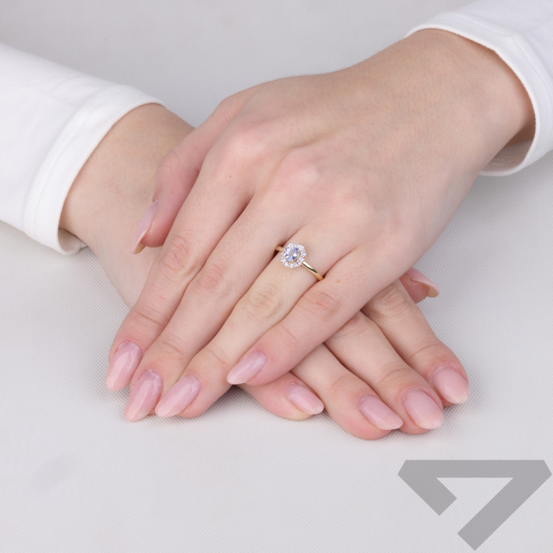 Pierścionek złoty z tanzanitami