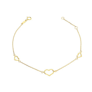 Bransoleta złota z trzema serduszkami próba 585
