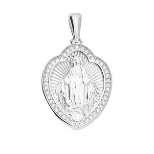 Medalik srebrny Niepokalana w łezce z cyrkoniami TB 21758 próba 925