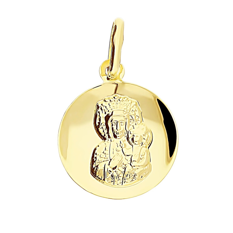 Medalik złoty Częstochowska w żłobionym kółku próba 333