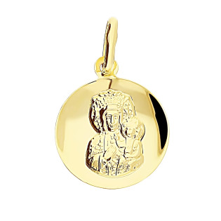 Medalik złoty Częstochowska w żłobionym kółku próba 585