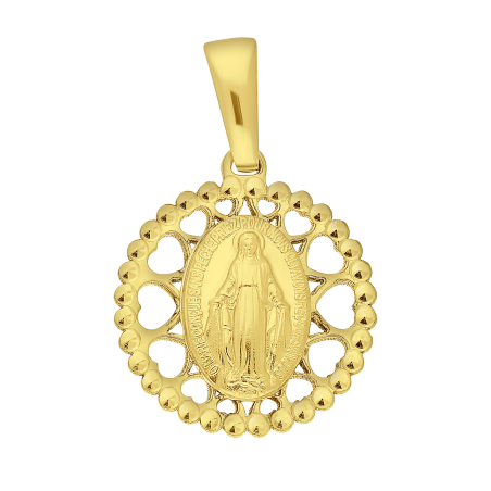 Medalik złoty Niepokalana w ażurowym kole próba 333