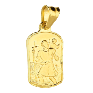 Medalik złoty blaszka z Świętym Krzysztofem DJ475 próba 585