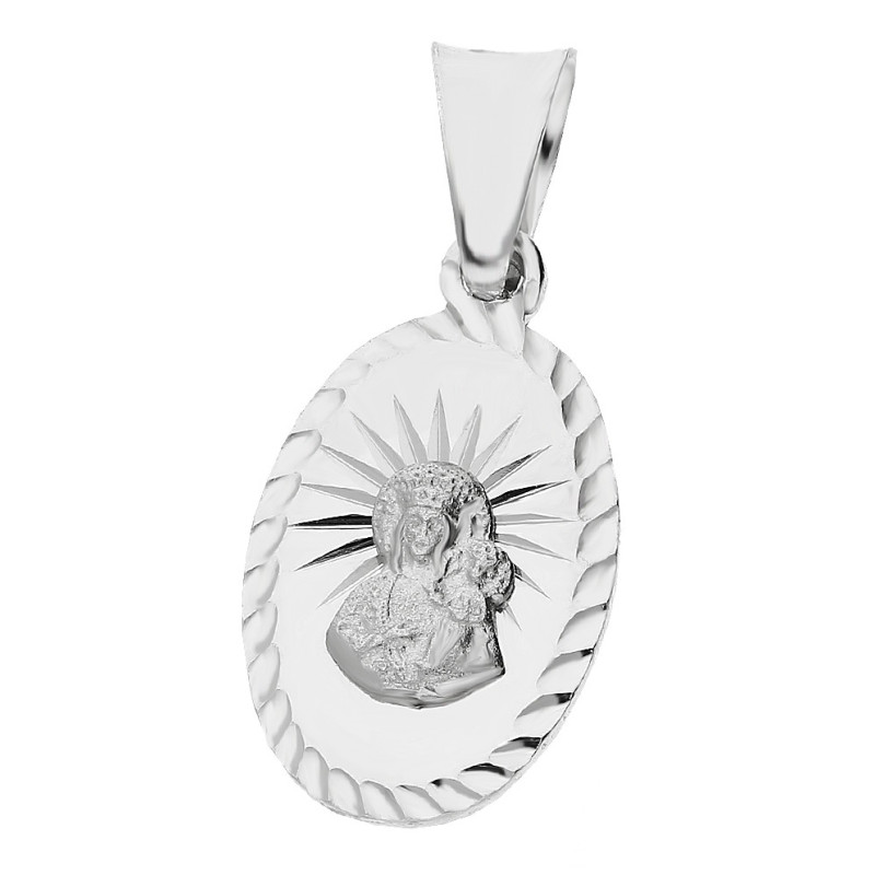 Medalik srebrny z wizerunkiem Matki Boskiej Częstochowskiej próba 925