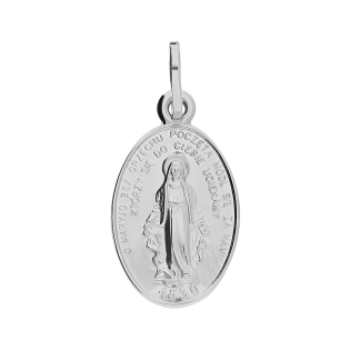 Medalik białe złoty Niepokalana w owalu próba 585