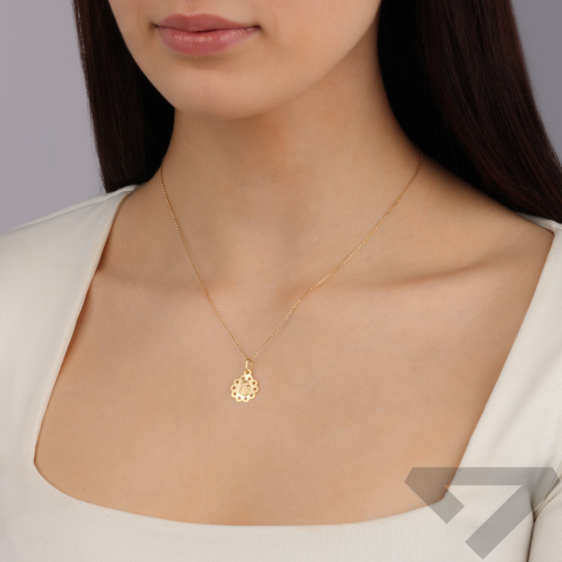 Medalik złoty z Częstochowską w ażurowym kole próba 333