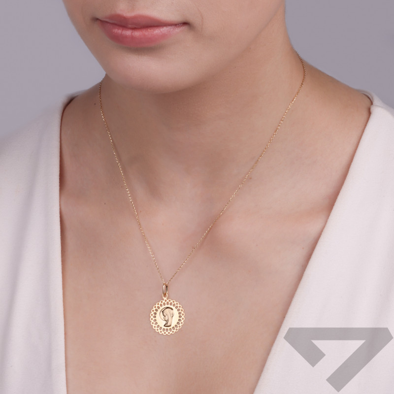 Medalik złoty Matka Boska w ażurowym kole próba 333