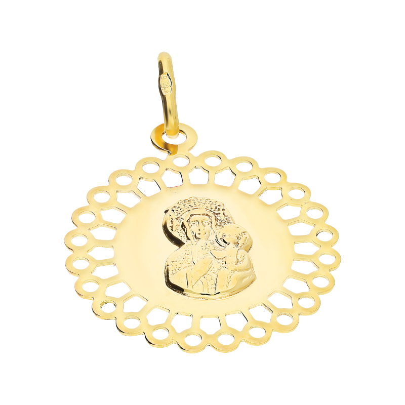 Medalik złoty Częstochowska w ażurowym kole CB M-0741 M-08