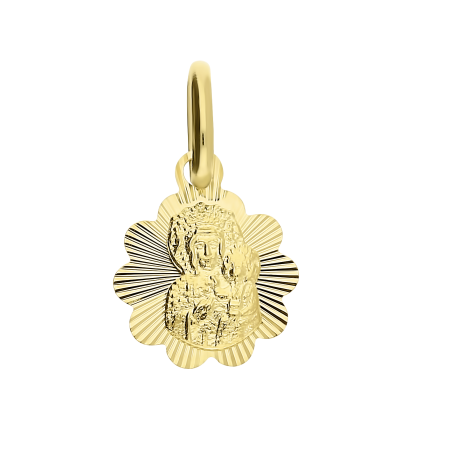 Medalik złoty Częstochowska w kwiatku próba 333