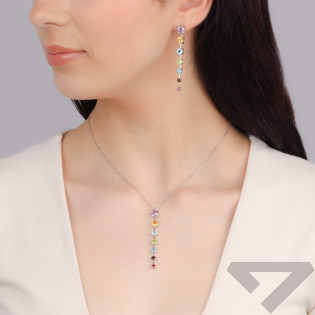 Naszyjnik srebrny z kamieniami naturalnymi/anker