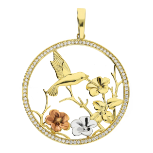 Złota Zawieszka Koliber w Kole z Cyrkoniami - JubilerSezam.pl