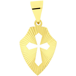 Złoty medalik z krzyżem pr. 585 - JubilerSezam.pl