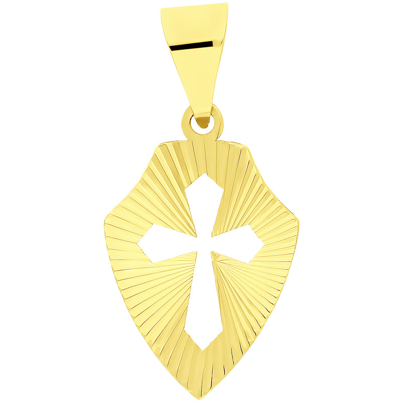 Złoty medalik z krzyżem pr. 585 - JubilerSezam.pl