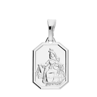 Medalik srebrny rodowany Szkaplerz w ścinanym prostokącie próba 925