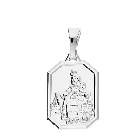 Medalik srebrny rodowany Szkaplerz w ścinanym prostokącie próba 925