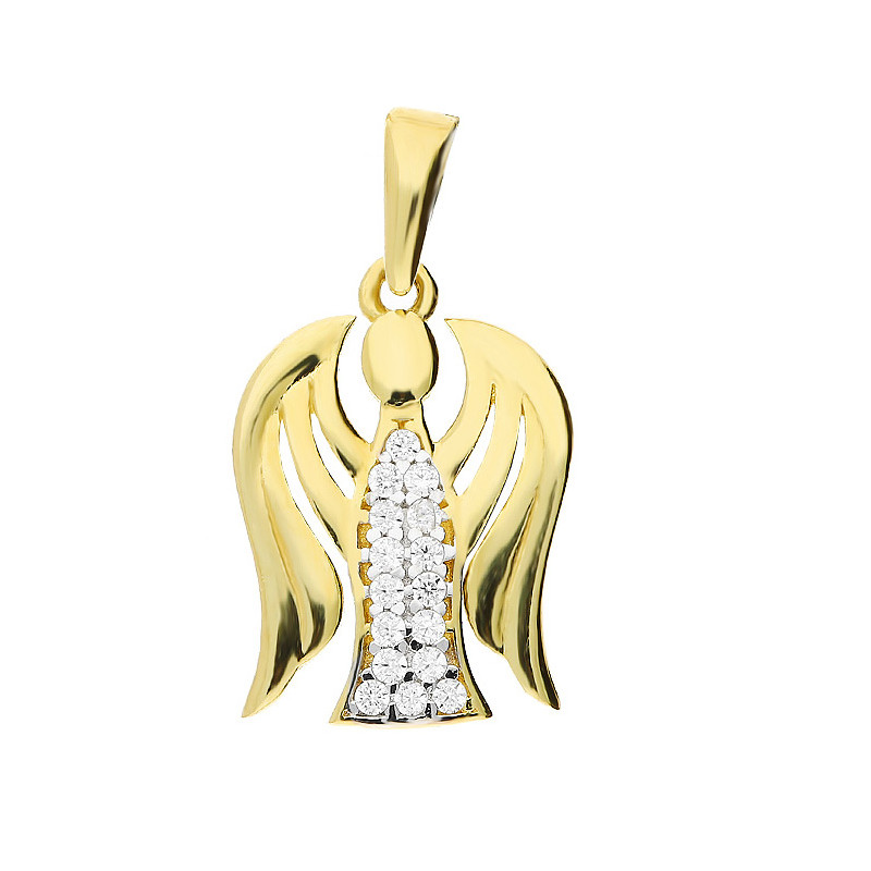 Medalik złoty anioł z cyrkoniami próba 375