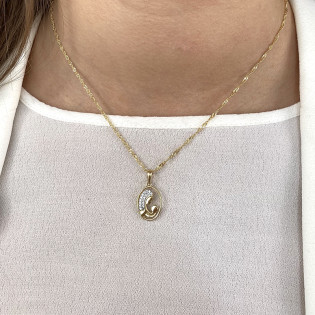 Medalik złoty Matka Boska z Dzieciątkiem w kole próbie 585