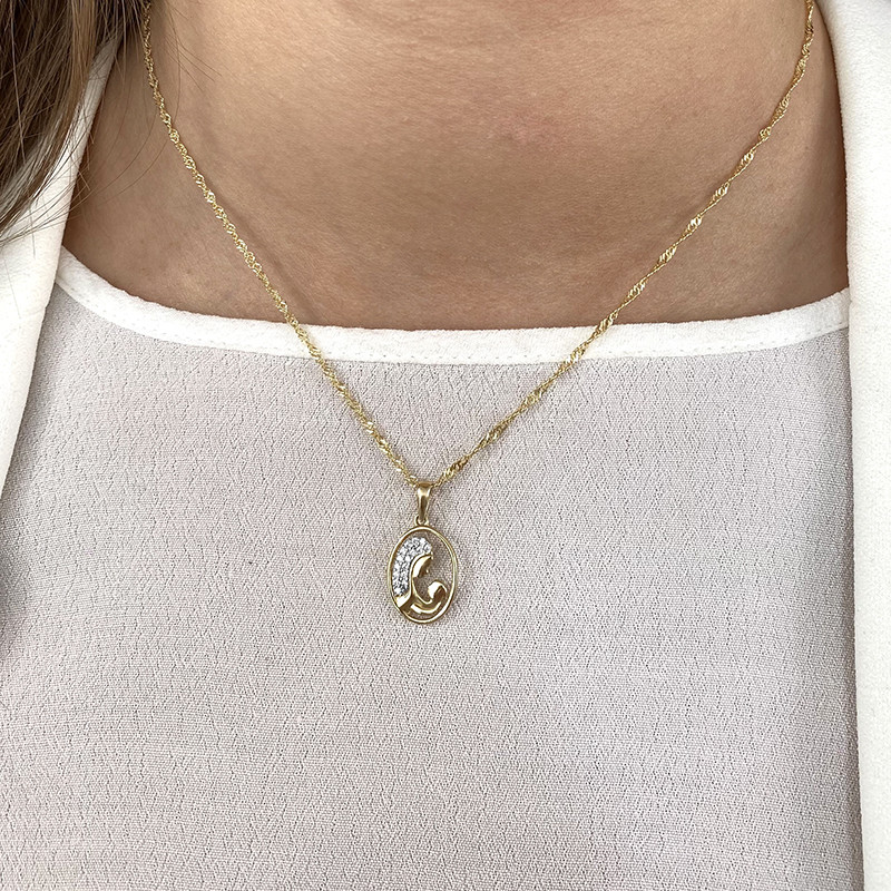 Medalik złoty Matka Boska z Dzieciątkiem w kole próbie 585