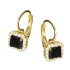 Kolczyki złote kwadratowa markiza z czarną cyrkonią