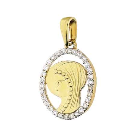 Medalik złoty z Matką Boską w owalu próba 375