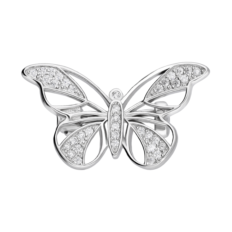 Srebrna Broszka Motyl z Cyrkoniami - JubilerSezam.pl