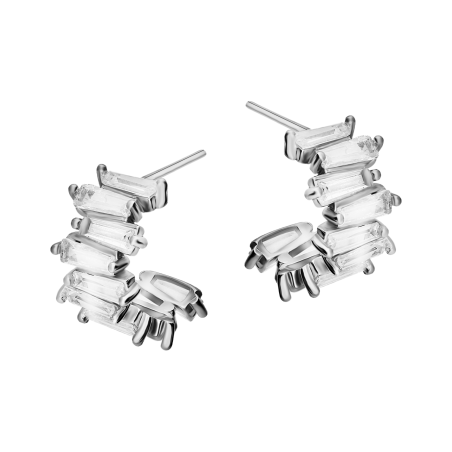 Srebrne kolczyki półkola z cyrkoniami - JubilerSezam.pl