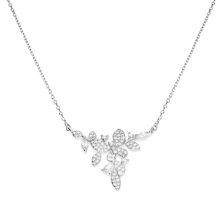Naszyjnik srebrny motyl na gałązce z białymi cyrkoniami/anker