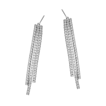 Kolczyki srebrne wiszące z trzema rzędami cyrkonii