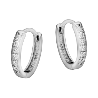 Srebrne kolczyki kółka z cyrkoniami - JubilerSezam.pl