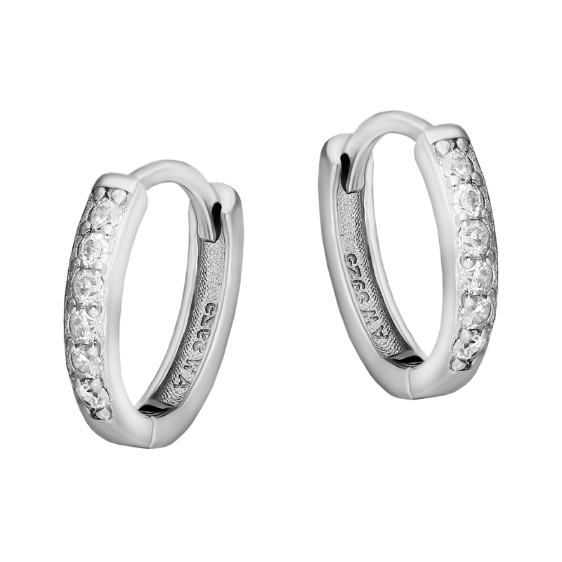 Srebrne kolczyki kółka z cyrkoniami - JubilerSezam.pl