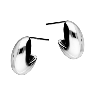 Kolczyki srebrne gładki wycięty owal/sztyft