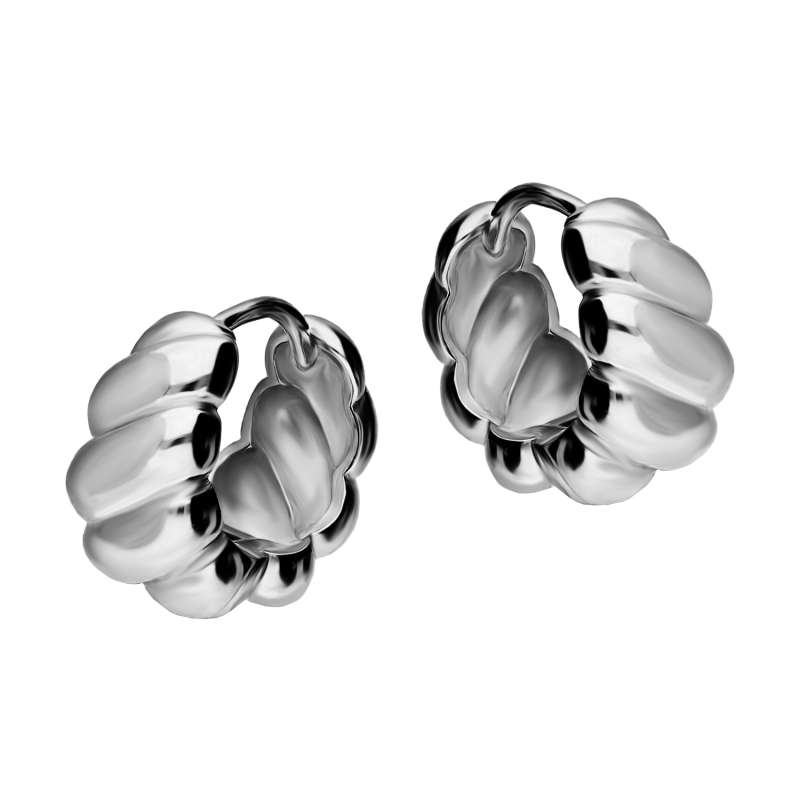 Kolczyki srebrne kółka z motywem sznura