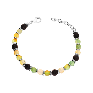 Bransoleta męska z kulkami agatu i lawy